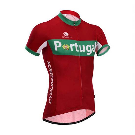 2014 Maillot Fox CyclingBox Tirantes Mangas Cortas Rojo Y verde