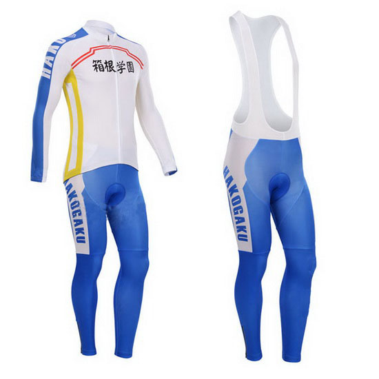 2014 Maillot Fox CyclingBox Tirantes Mangas Largas Blanco Y Azul