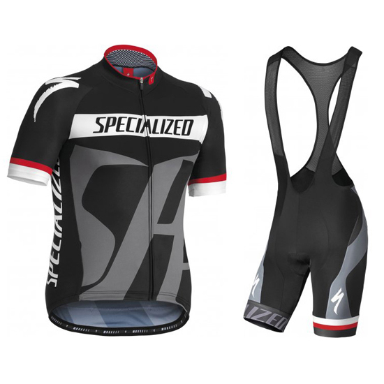 2016 Maillot Specialized Tirantes Mangas Cortas Negro Y Gris