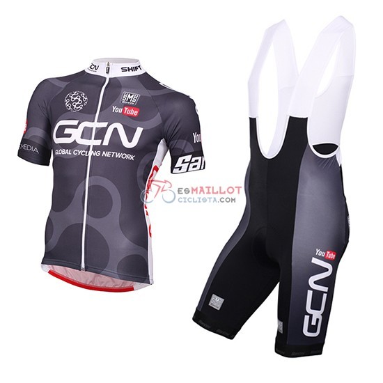 2016 Maillot Global Cycling Network Mangas Cortas gris Y Rojo