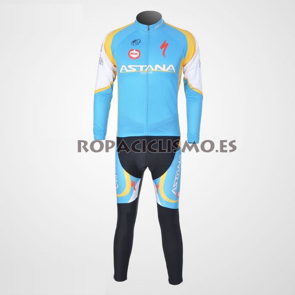 2012 Maillot Astana Azul mangas largas