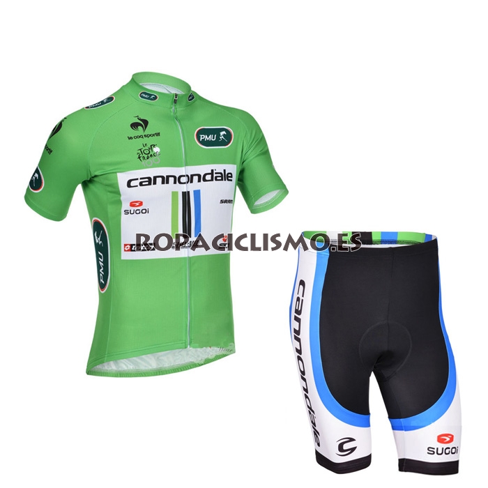 2013 Maillot verde Cannondale mangas cortas