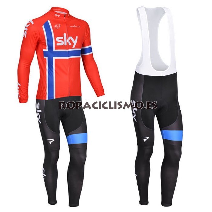 2013 Maillot Sky rojo tirantes mangas largas