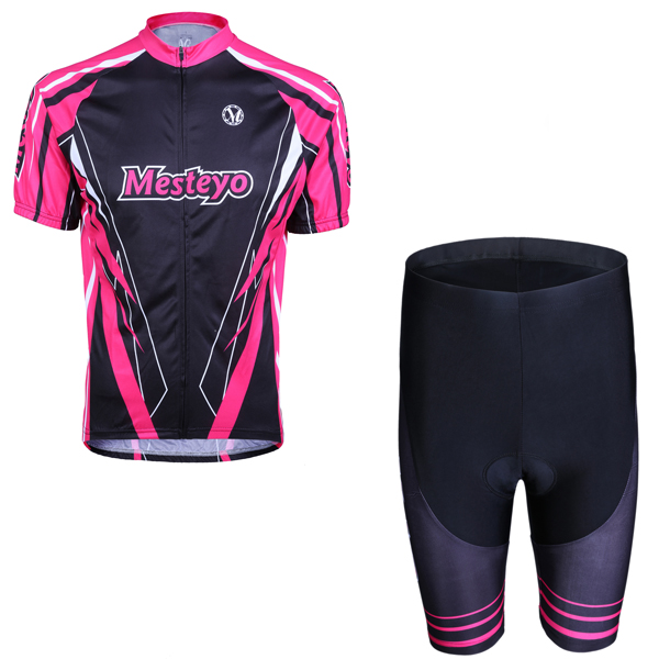 2014 Maillot Mesteyo Negro Rosa Mangas Cortas