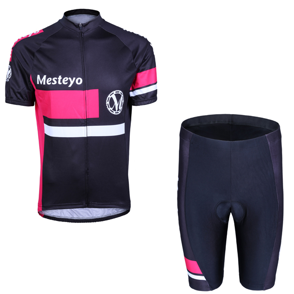 2014 Maillot Mesteyo Negro Rosa Mangas Cortas