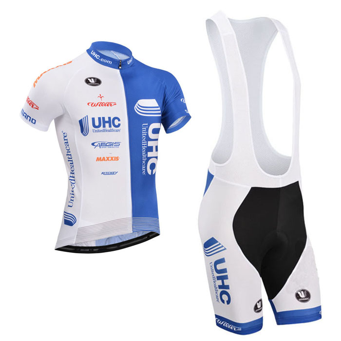 2014 Maillot Uhc Blanco Azul tirantes mangas cortas