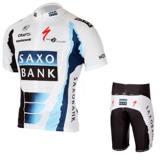 Maillot saxobank mangas cortas blanco