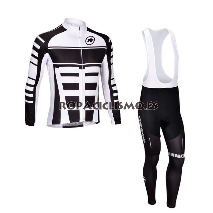 2013 Maillot assos mangas largas tirantes blanco Negro