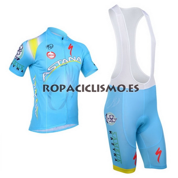 2013 Maillot Astana Azul tirantes mangas cortas