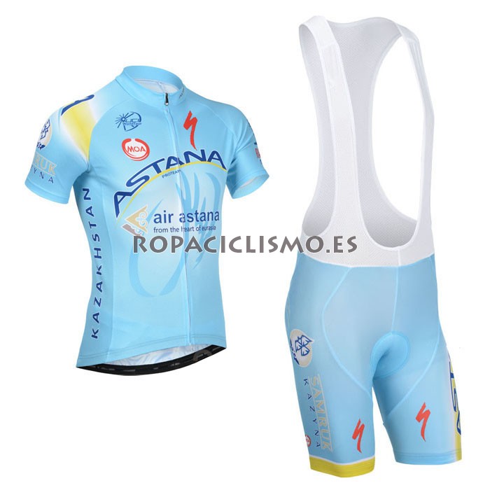 2014 Maillot Astana Azul tirantes mangas cortas