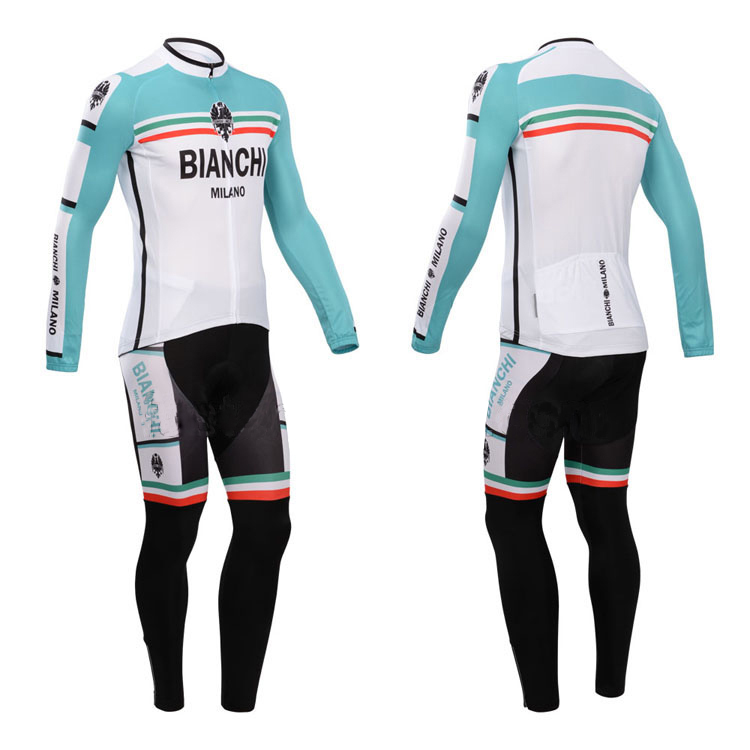 2014 Maillot Bianchi mangas largas Blanco