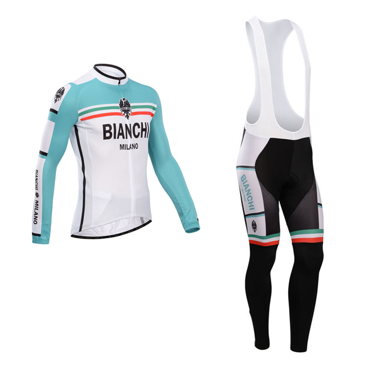 2014 Maillot Bianchi mangas largas tirantes Blanco