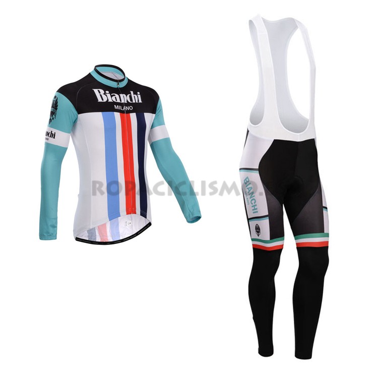 2014 Maillot Bianchi mangas largas tirantes Negro rojo