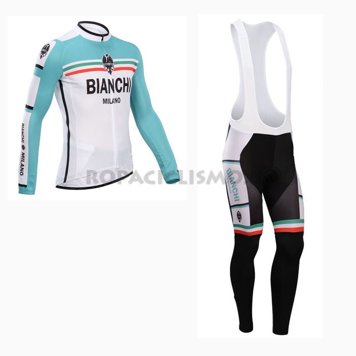 2014 Maillot Bianchi mangas largas tirantes turquesa