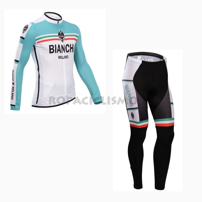 2014 Maillot Bianchi mangas largas turquesa