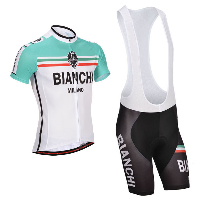 2014 Maillot Bianchi Mangas Cortas Tirantes Verde Blanco