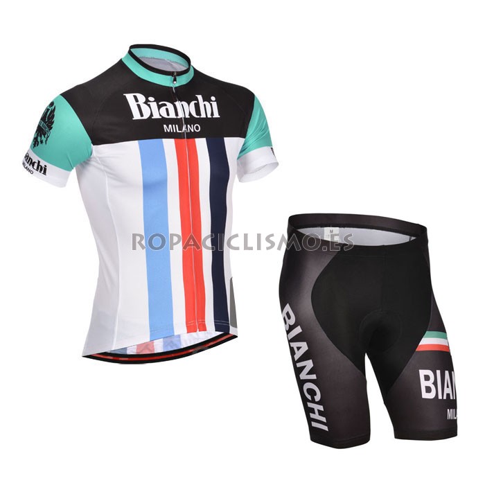 2014 Maillot Bianchi Mangas Cortas Negro rojo