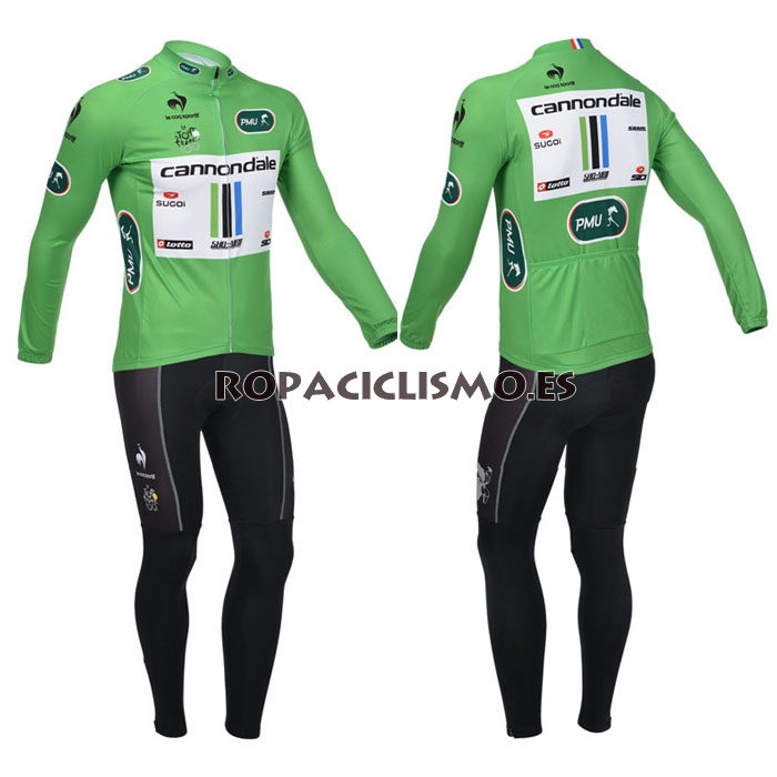 2013 Maillot Cannondale verde mangas largas