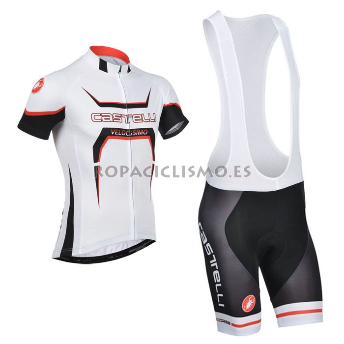 2014 Maillot Castelli Mangas Cortas Tirantes Blanco