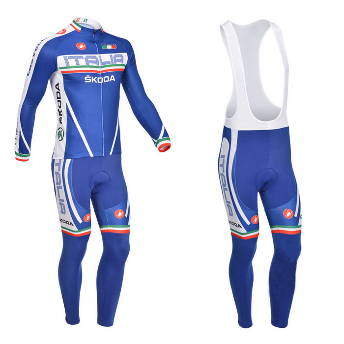 2013 Maillot Castelli Azul Mangas LargasTirantes