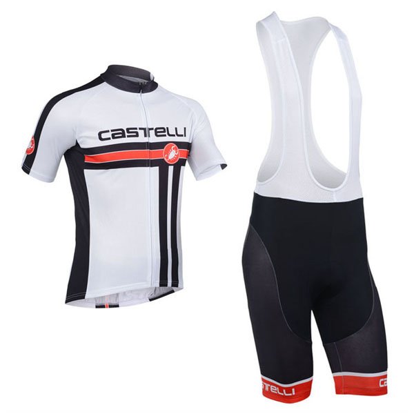 2013 Maillot Castelli Blanco Negro Mangas Cortas Tirantes