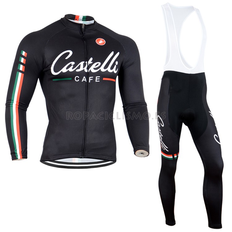 2014 Maillot Castelli Mangas Largas Tirantes Negro