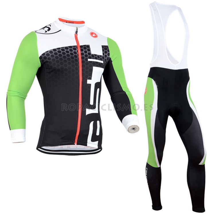 2014 Maillot Castelli Mangas Largas Tirantes Verde