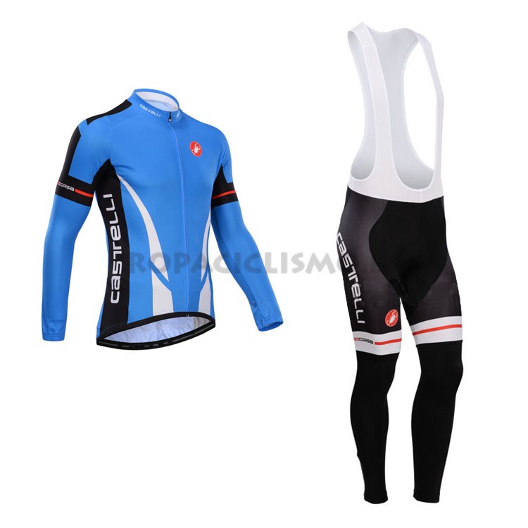 2014 Maillot Castelli Mangas Largas Tirantes azul