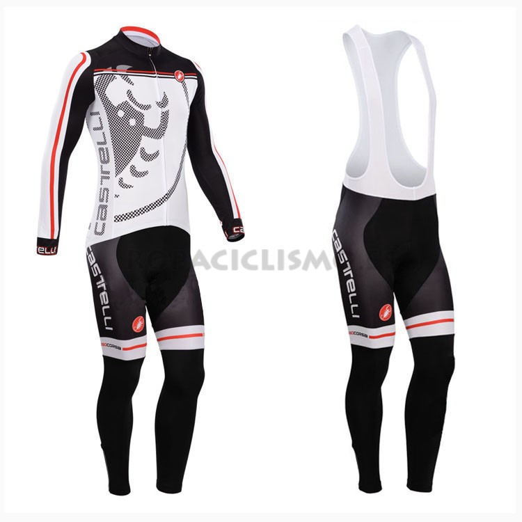 2014 Maillot Castelli Mangas Largas Tirantes blanco