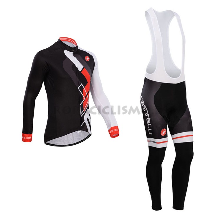 2014 Maillot Castelli Mangas Largas Tirantes rojo negro