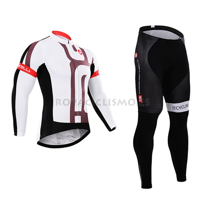 2015 1Maillot Castelli Mangas Largas Blanco rojo