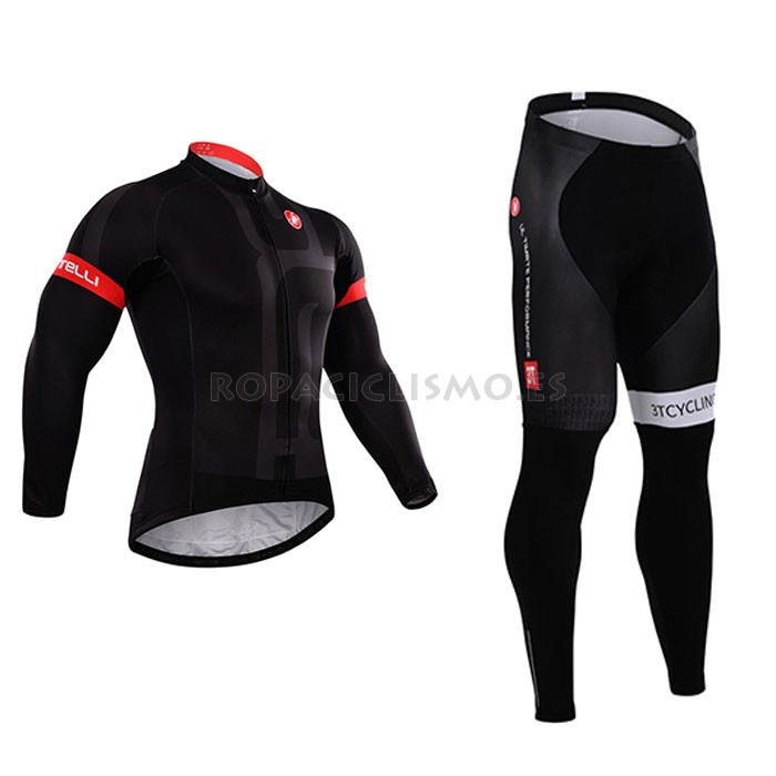 2015 Maillot Castelli Mangas Largas Negro Rouge