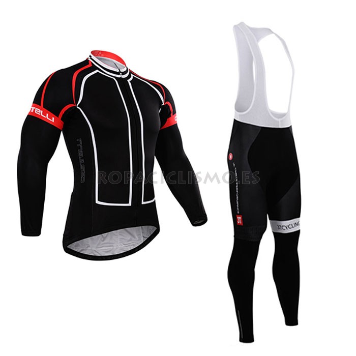 2015 Maillot Castelli Mangas Largas Tirantes Negro