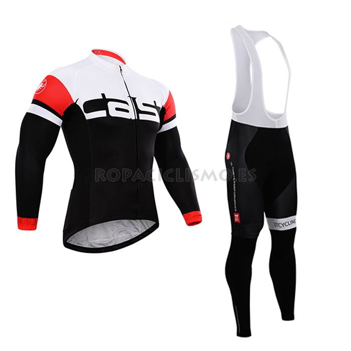 2015 Maillot Castelli Mangas Largas Tirantes rojo Negro