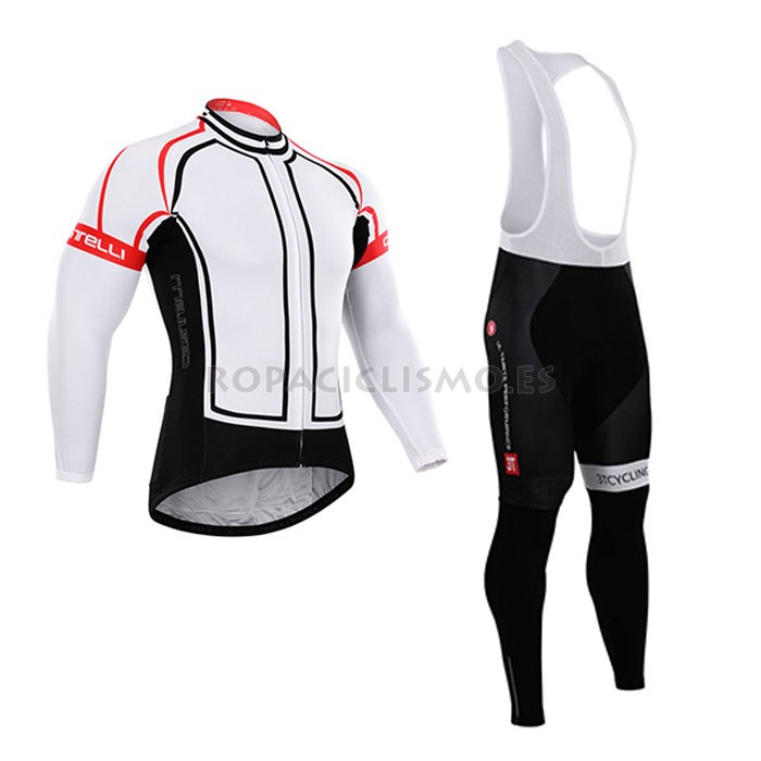 2015 Maillot Castelli Mangas Largas Tirantes Blanco