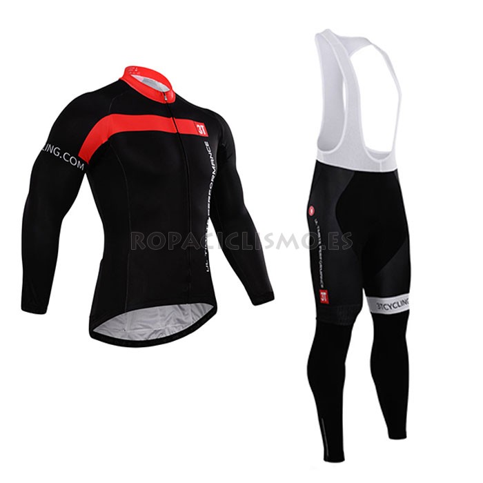 2015 Maillot Castelli Mangas Largas Tirantes Negro