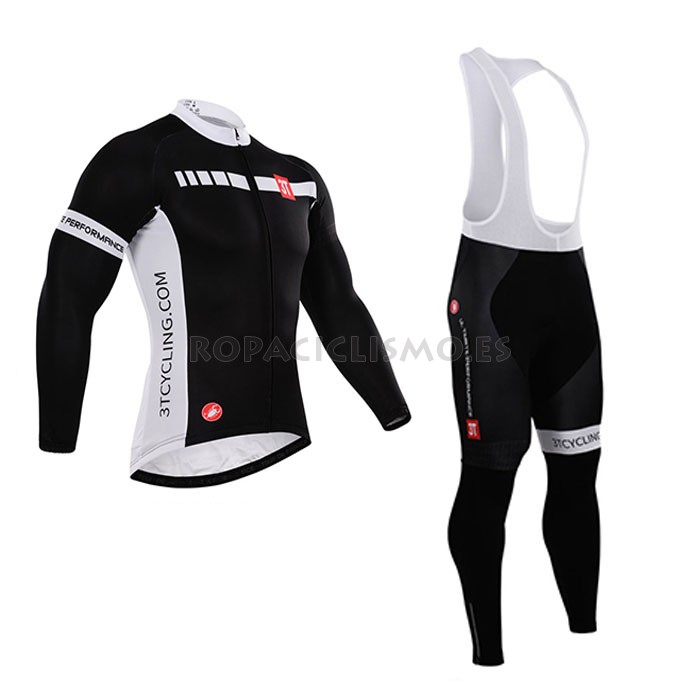 2015 Maillot Castelli Mangas Largas Tirantes Negro Rojo