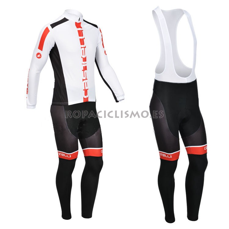 2013 Maillot Castelli Mangas Largas Tirantes Blanco