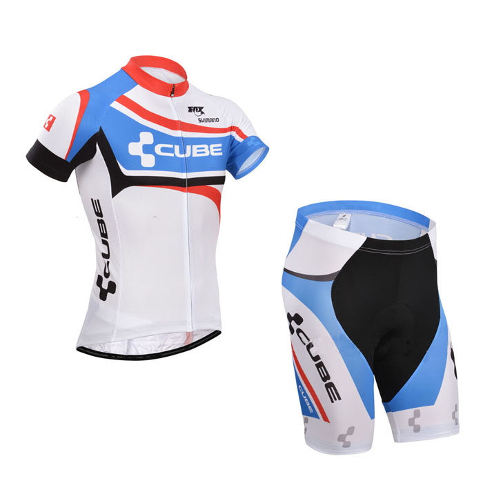 2014 Maillot Cube Azul Blanco mangas cortas