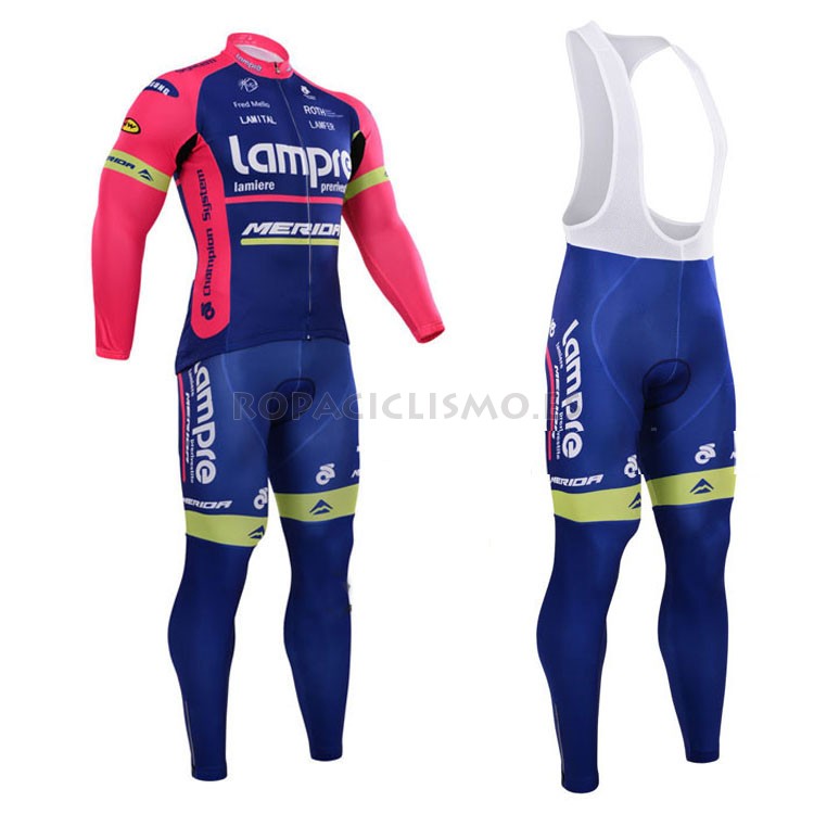 2015 Maillot Lampre mangas largas tirantes Rose