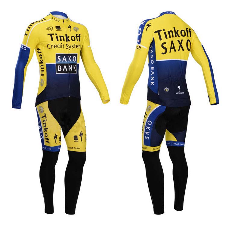 2014 Maillot Saxo bank mangas largas amarillo