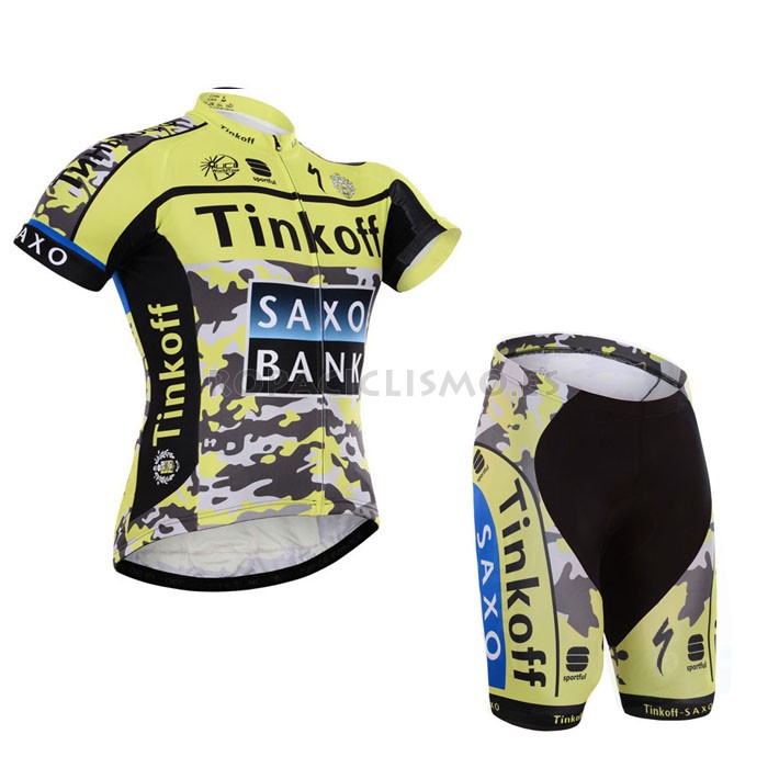 2015 Maillot Saxobank mangas cortas Amarillo