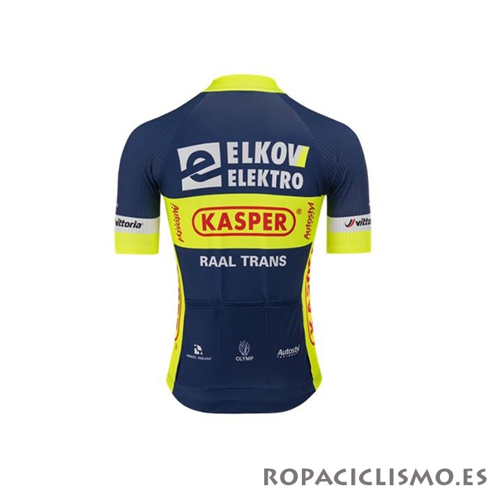 2020 Maillot Elkov-kasper Tirantes Mangas Cortas Azul Amarillo