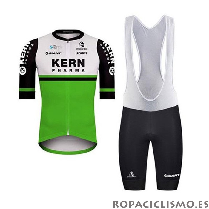 2020 Maillot Kern Pharma Tirantes Mangas Cortas Blanco Verde Negro