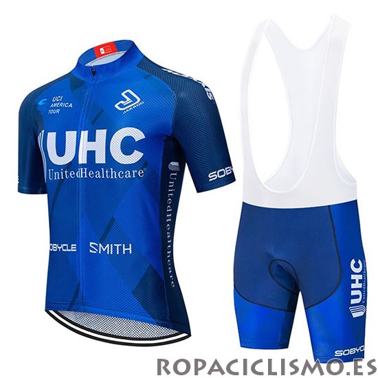 2020 Maillot UHC Tirantes Mangas Cortas Apagado Azul