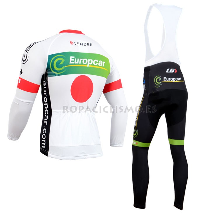 2014 Maillot Europcar mangas largas tirantes Blanco