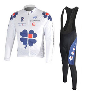 Maillot fdj mangas largas tirantes blanco