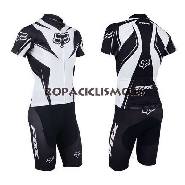 2013 Maillot Fox Negro Blanco Mangas Cortas