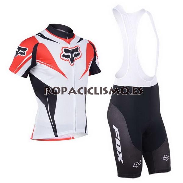 2013 Maillot Fox Rojo Blanco Mangas Cortas Tirantes