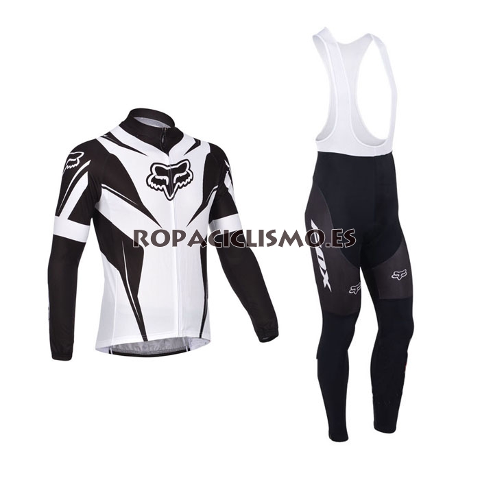 2013 Maillot Fox Blanco Negro Mangas LargasTirantes